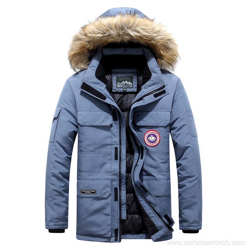 Mens Winter Jackets Stand Collar Hooded Coat