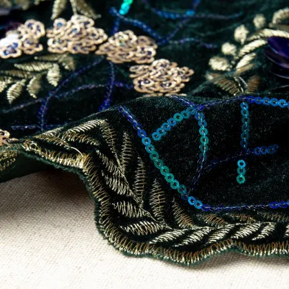 Wholesale Circular Flower Fashion Lace Trim, Elegant Mesh Sequin Fabric