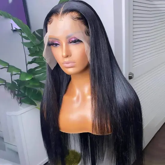 Straight Human Hair Lace Frontal Wigs For Black Women,Wholesale Brazilian Virgin Hair HD Transparent Lace Front Wig