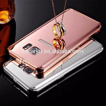 Hot selling phone case Luxury Mirror back +Bumper cover aluminum metal frame Case For Samsung Galaxy S7