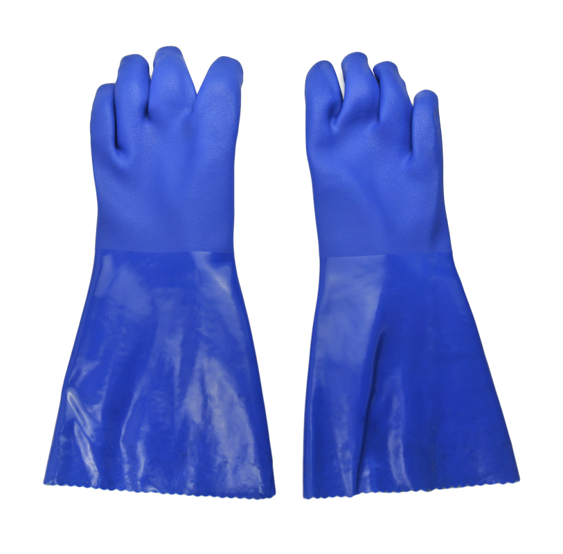 Blue PVC coated gloves 16''