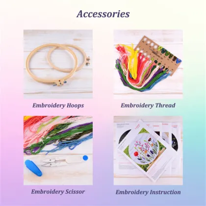 Crewel Embroidery Art Kit: Beginner Friendly DIY Cross Stitch Kit for Kids - Rainbow Embroidery Kits