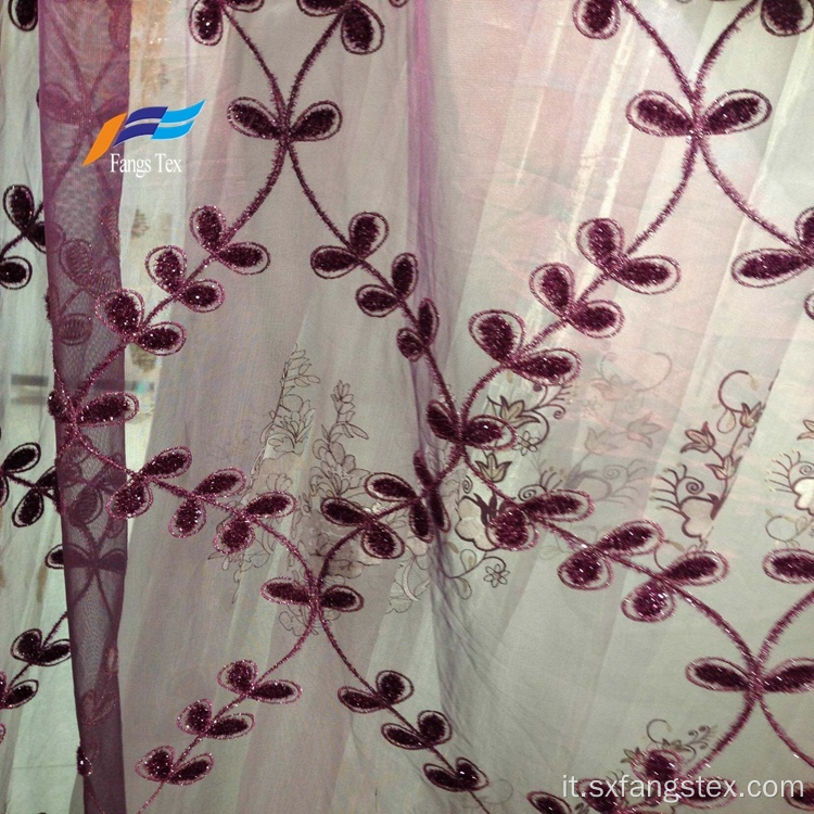 Tenda in voile per finestre in tessuto ricamato di fabbrica tessile