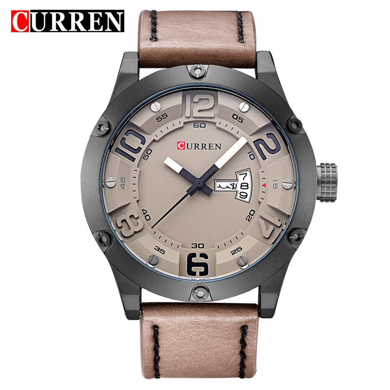 Classical Fashion Leather Waterproof Men Watches 