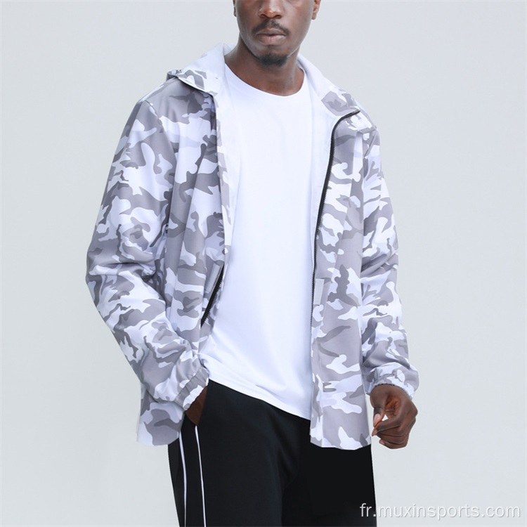 Veste d&#39;entraînement en gros de Camo Men Full Zip