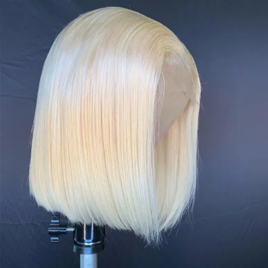 Short Wigs Human Hair Women Short Bob Lace Front Wig Bangs Dark Red Blond Bob Wig for Black Natural Brazilian Hair Swiss Lace