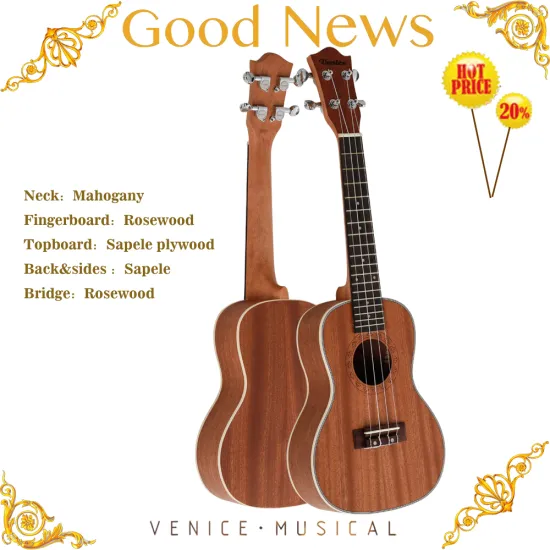 23 inch wholesale ukulele musical instrument in china