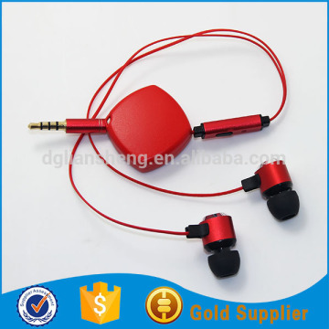 Universal retractable earphone&headphone with mic with full metallic mic earbuds
