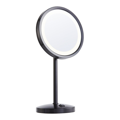 Matte black magnifying vanity mirror with light