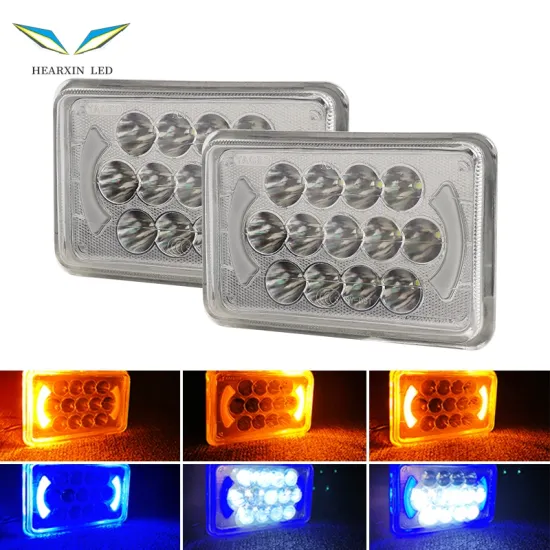 4x6 IP67 Offroad Blue Amber Turn Signal LED Headlight for Motorcycle and Vehicles