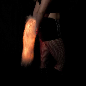 Custom Glowing Purple and White Fox Fursuit Tail for Pet Play