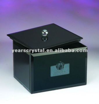 hot selling black crystal jewelry box with laser engraved for souvenir and gift(R-0890