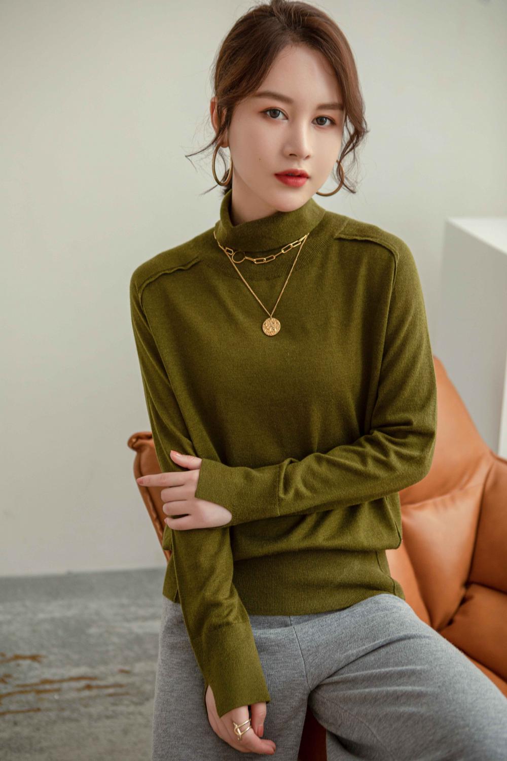 Maglione con fondo in maglia di lana superfine stile occidentale femminile