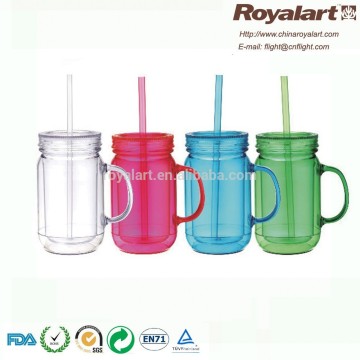 560ml double wall PS straw cup with lid