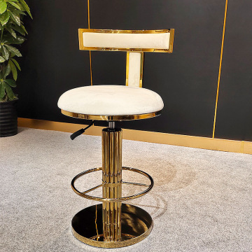 Luxury White and Gold Leather Swivel Bar Stool for Night Clubs