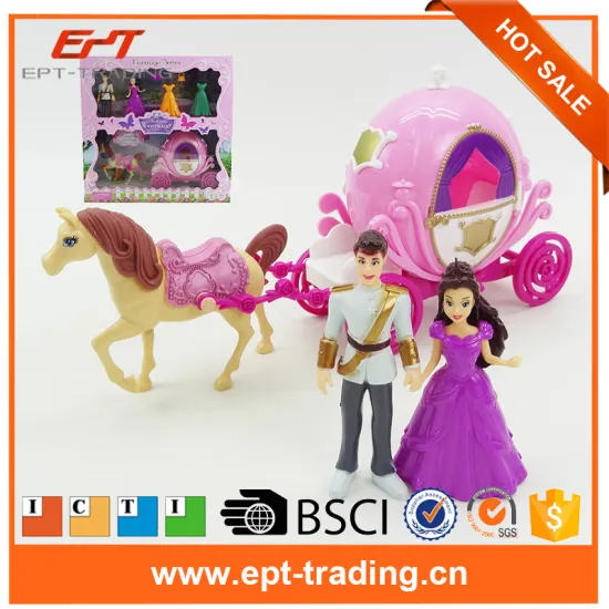 Hottest Princess Battery Flashing Carriage Girls Doll Electric Toy Set