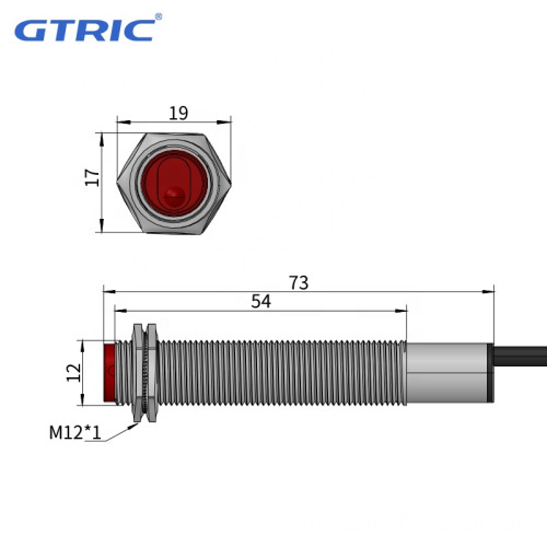 GTRIC M12 Series 15cm Sensing Distance 24V DC PNP NO NC 3-Wire Diffuse Laser Optical Photoelectric Sensor