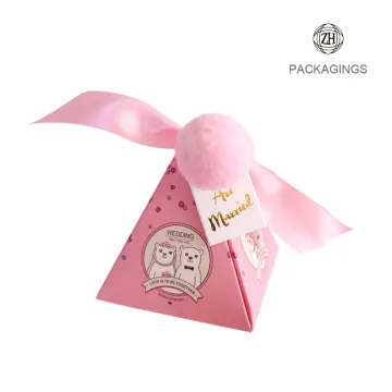 Pink mini pyramid candy box wedding favors
