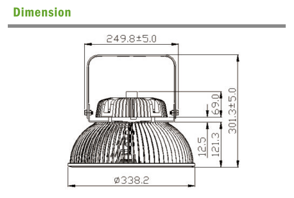 LED High Bay dimension for big power