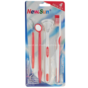 Tongue Cleaner, Teeth Mirror, Teeth Pick (4PCS in one pack) Dental Toothbrush Kits