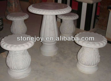 Indoor White Marble Table and Chair set