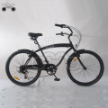 26 inch nam giới 6speed bãi biển màu đen Cruiser Bike