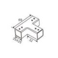 Adaptateur de tube carré de 25x25 à trois voies avec caoutchouc