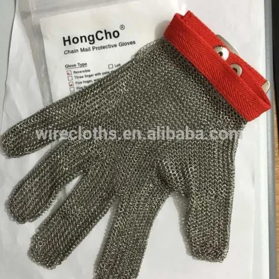 stainless steel loop mesh glove for leather factory,butcher industry
