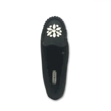 black suede moccasins shoes slippers for women