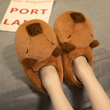 Capybara 3D Home Slippers: Plush, Winter Warm Cotton Shoes with Non-Slip Soles for Indoor Use