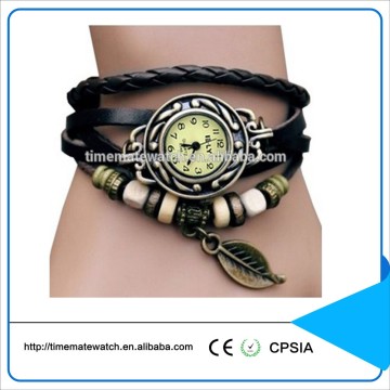 New Design Small MOQ leather braided strap for ladies bracelet straps quartz watch