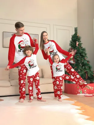 2024 Family Christmas Printed Pajamas Round Neck Long Sleeve Set