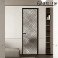 매트 블랙 프레임 격자 무늬 유리 힌지 도어