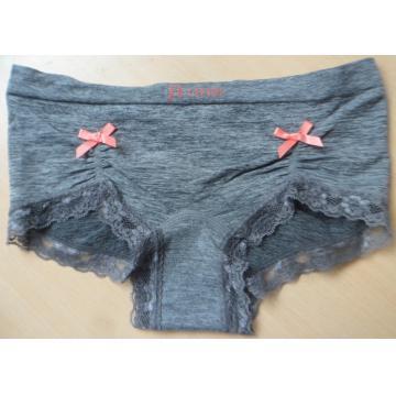 seamless  lace briefs with shirring and bowknot