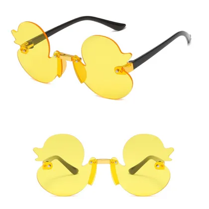 Rimless Duck Shape Sunglasses for Children: UV400 Protection, Party Decorative Sun Shades for Babies