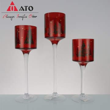 ATO Hot Sale 3 Conjunto de titulares de tealight de vidro vermelho para decoração de festa de casamento