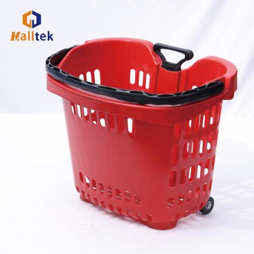 Supermarket aluminum alloy handle plastic shopping basket