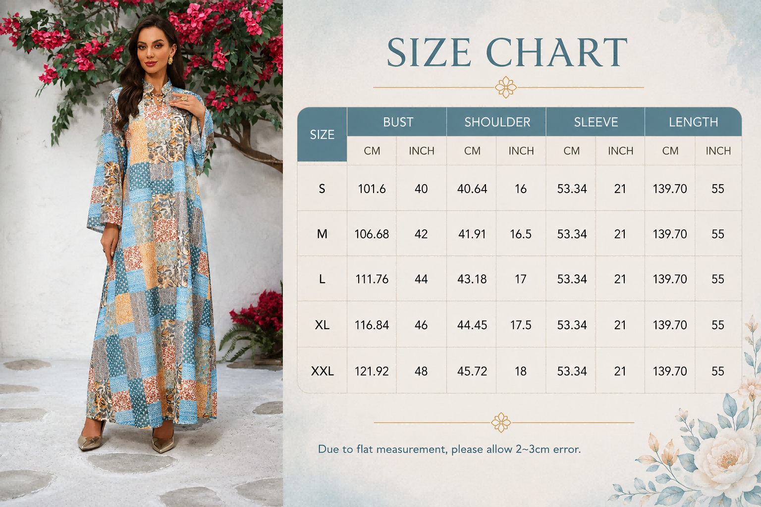 Patchwork Print Modest Maxi Dress