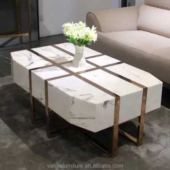 High-End Marble Coffee Tables with Gold Frames for Luxurious Living Rooms at Competitive Prices