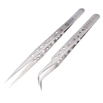Precision Industrial Tweezers ESD Safe Curved Straight Tip Stainless Steel Tweezer Electronics Repair Hand Tools Set