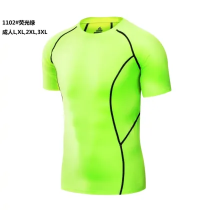 2016 Blank Fitness Short Sleeve O Neck Plain sportswear Fitness Shirt Fitness clothes with size chart