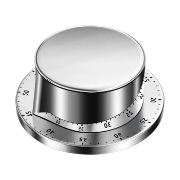 Metallic Magnetic Kitchen Timer with 60-Minute Countdown and Load Alarm - Chef's Cooking Clock