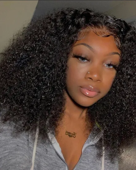 2021 wholesale high quality natural 100% virgin natural brazilian kinky curly 360 transparent Closure Lace Wig human hair wigs