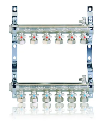 Brass water floor heating manifold