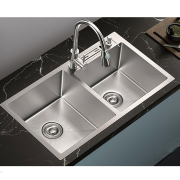 Black 304 Stainless Steel Farmhouse Kitchen Sink Set with Modern Waterfall Design