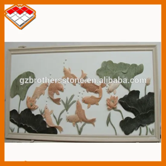 Natural jade stone fish relief