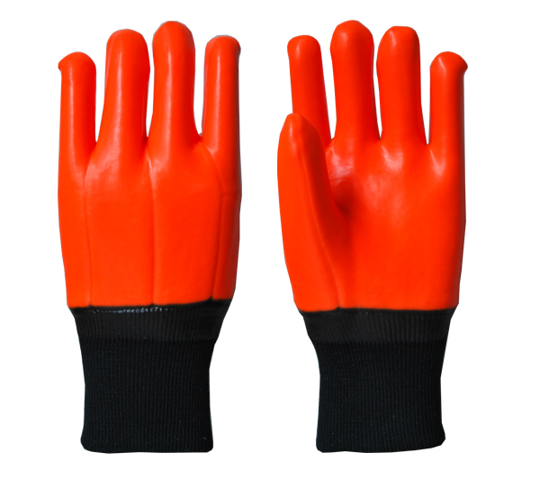 Besserer Griff orange PVC Handschuh Strick Handgelenk