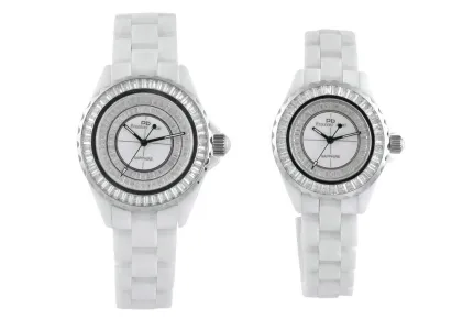 Waterproof Square Stone Dial Crystal Watches, Swiss White Ceramic Watches