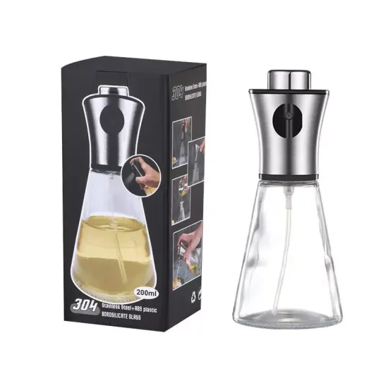 Refillable Stainless Steel 304 Glass Olive Oil Spray Bottles for Kitchen
