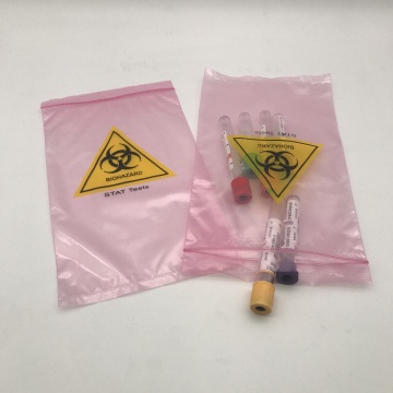 Eco-Friendly Bio Hazard Anti-Static PE Specimen Bag - 6X9 Double Pocket Zipper